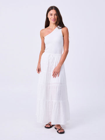 Textured Tiered Skirt - White
