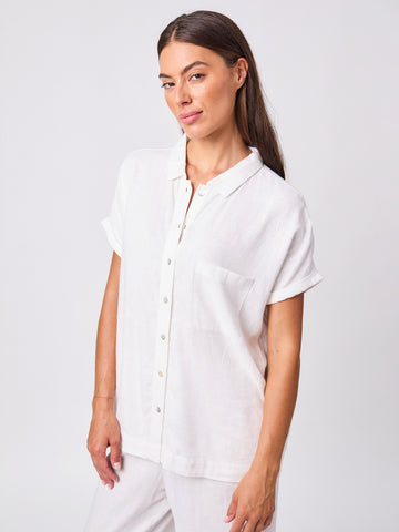 Linen Short Sleeve Cali Shirt - White