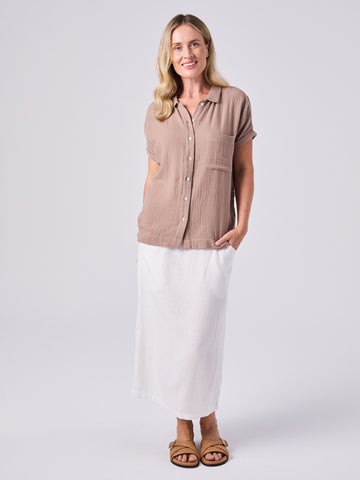 Textured Cheesecloth Shirt - Cinnamon
