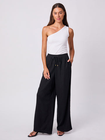 Linen Callie Wide Leg Pants - Black