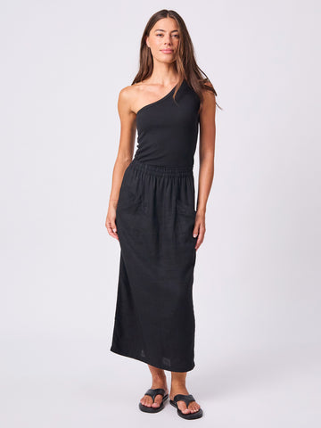 Linen Cali Skirt  - Black