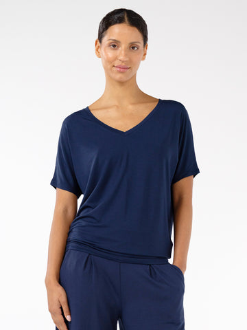 Celine V Neck Top - Navy