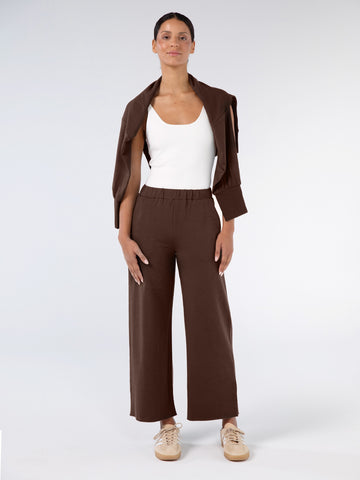 Wide Leg Cropped Jogger - Coffee Bean