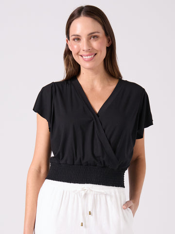 Flutter Sleeve Tee - Black