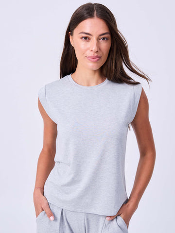 Modal Cap Sleeve Tee - Melange Grey